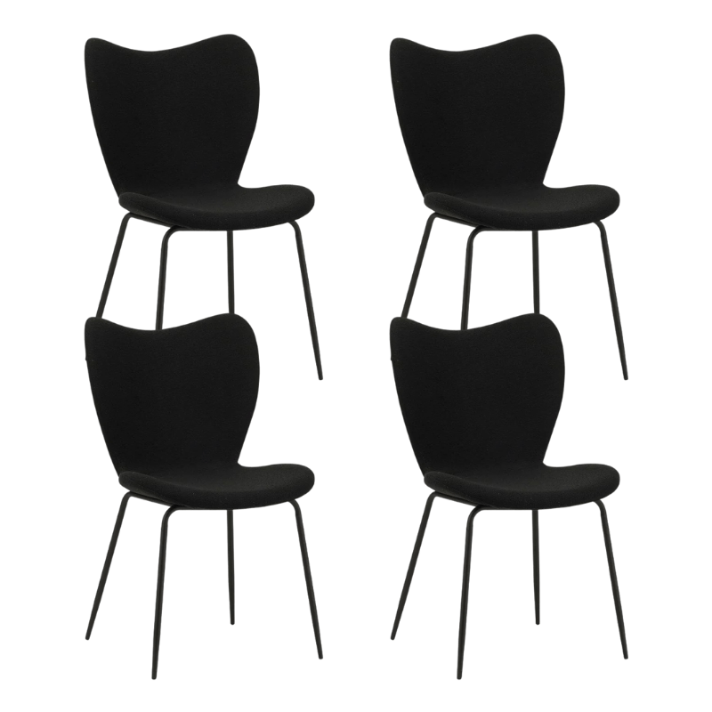 Dining Chair Black Bouclé Fabric Sia - Without Armrests