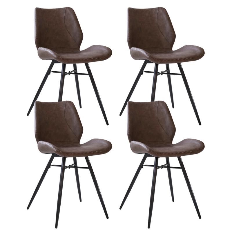 Beau Industrial Dining Chair Taupe Faux Leather - Without Armrests