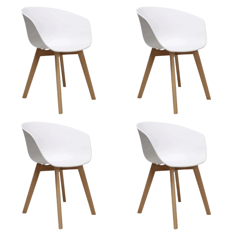 Scandinavian Dining Chair Herning White – Plastic Shell – Beech Legs