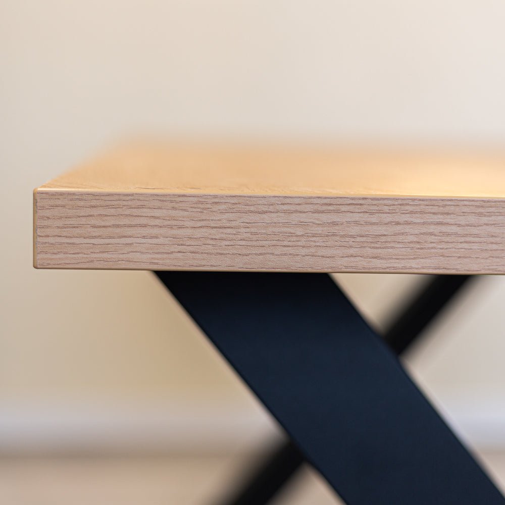 Dining Table Lenzo Rustic Oak - Black X-Leg