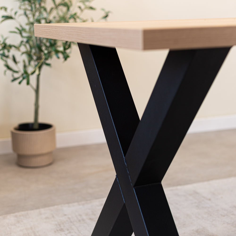 Dining Table Lenzo Rustic Oak - Black X-Leg