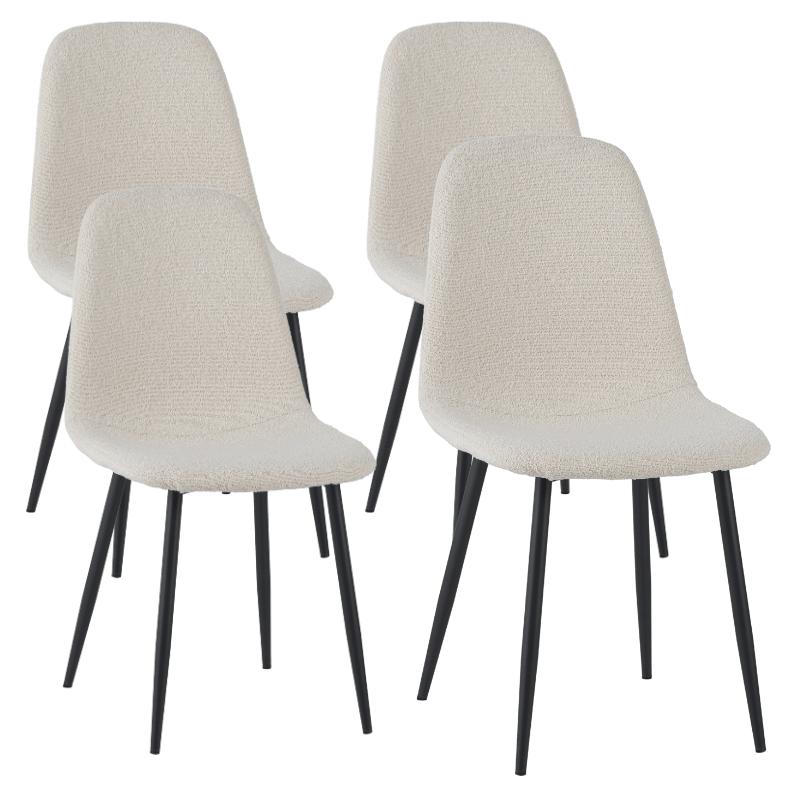 Set of 4 Scandinavian Dining Chairs Cream Boucle Fabric Swift - Without Armrests