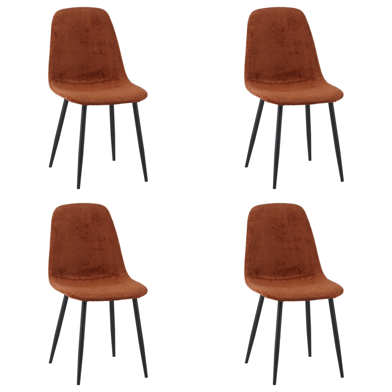 Set of 4 Scandinavian Dining Chairs Swift – Terracotta Chenille
