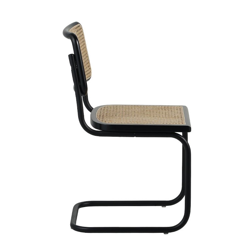 Buisframe eetkamerstoel Vester zwart metaal met bamboe webbing - Zonder Armleuningen