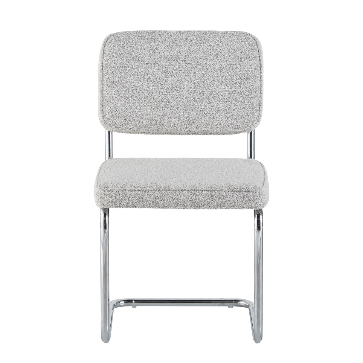 Modern Dining Chair Green Boucle Fabric Sway - Chrome Frame - Without Armrests