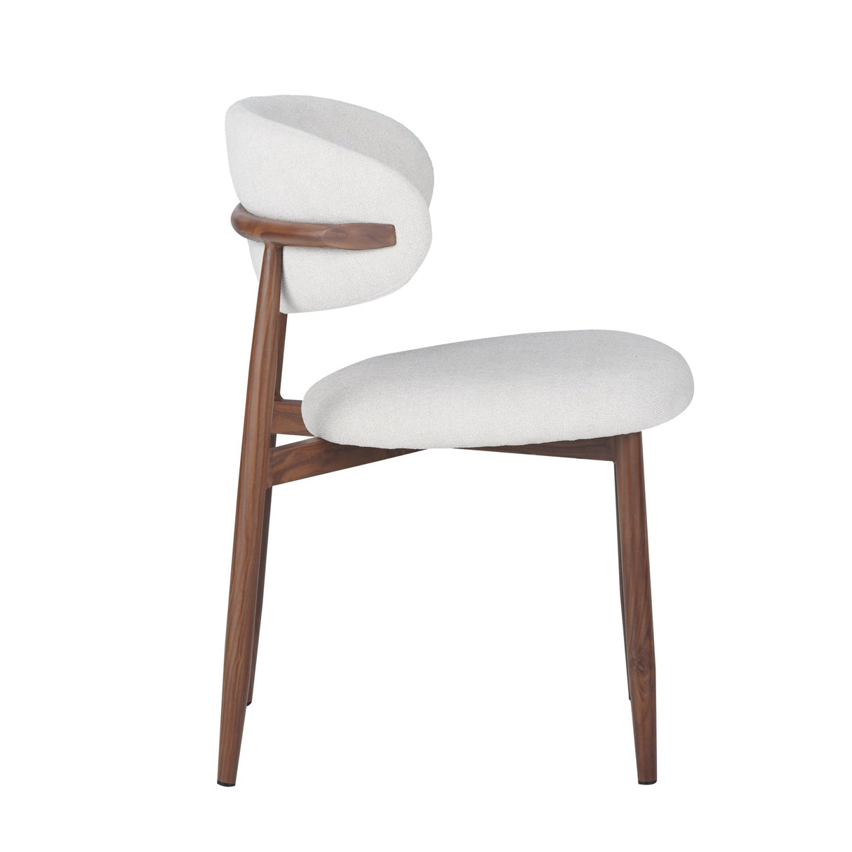 Dining Chair Nalo with Walnut-Coloured Metal Legs and Ivory-Coloured Seat