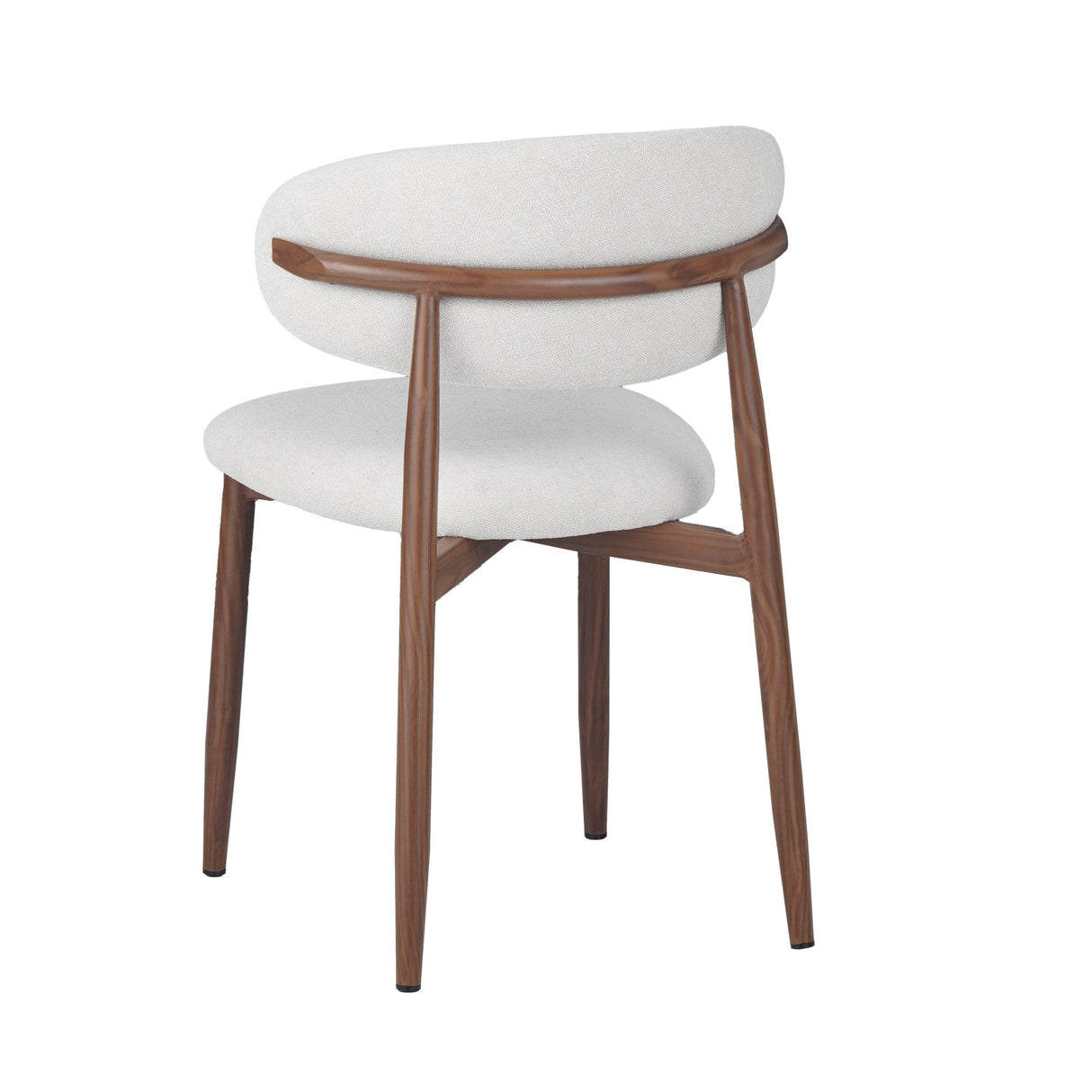 Dining Chair Nalo with Walnut-Coloured Metal Legs and Ivory-Coloured Seat