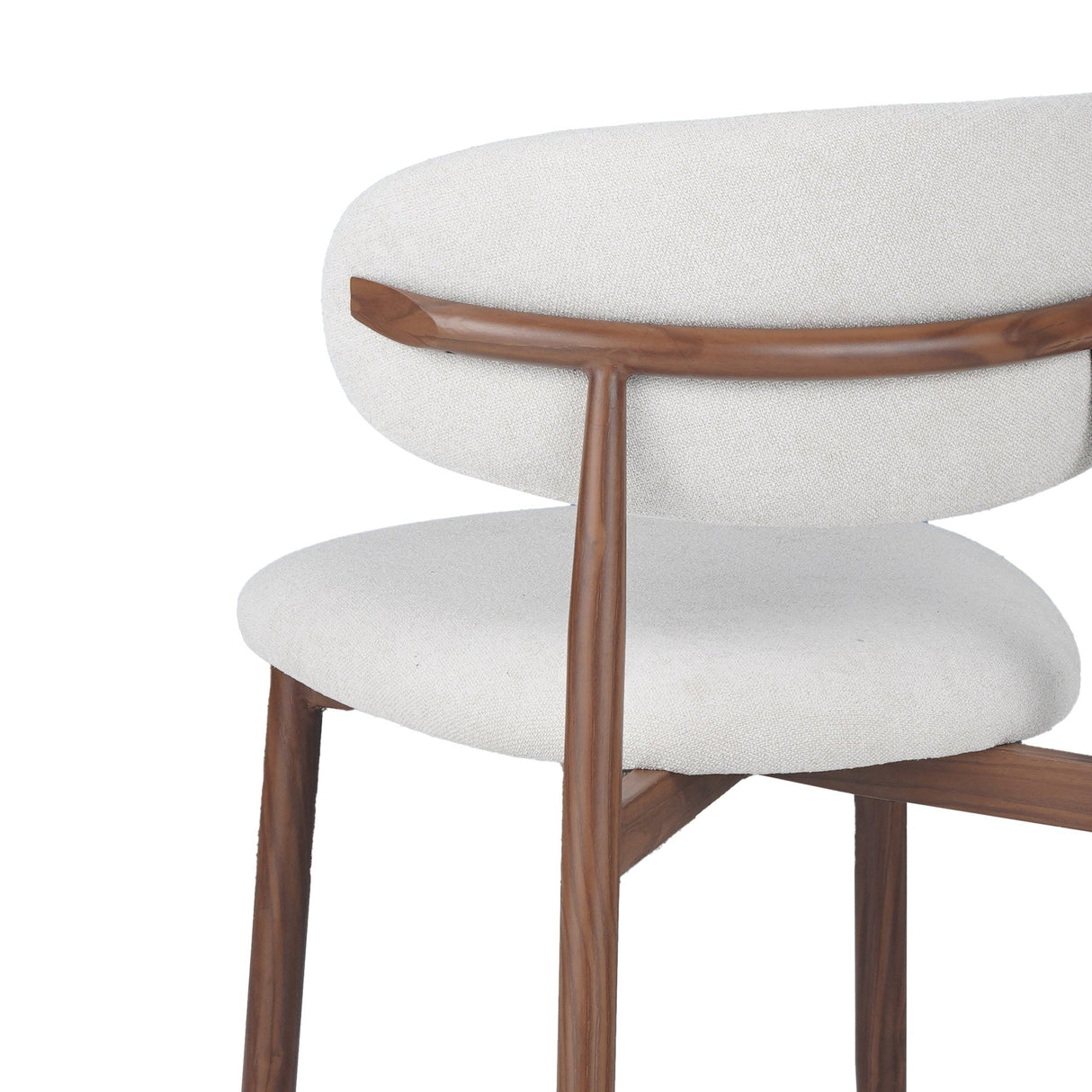 Dining Chair Nalo with Walnut-Coloured Metal Legs and Ivory-Coloured Seat