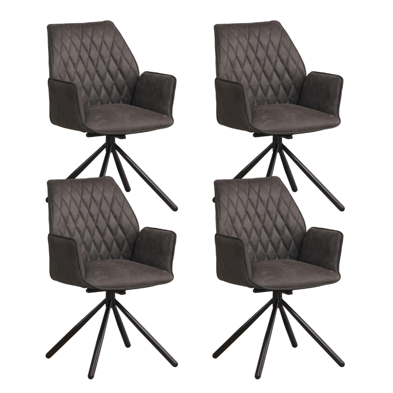 Industrial Swivel Dining Chair Anthracite Fabric Novan - 180° Swivel
