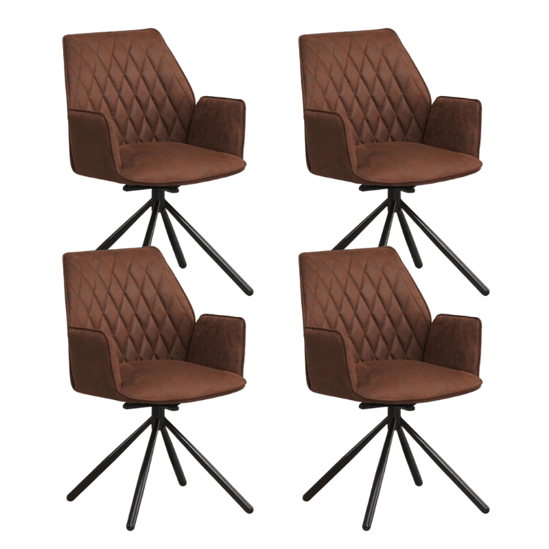 Industrial Swivel Dining Chair Brown Fabric Novan - 180° Swivel