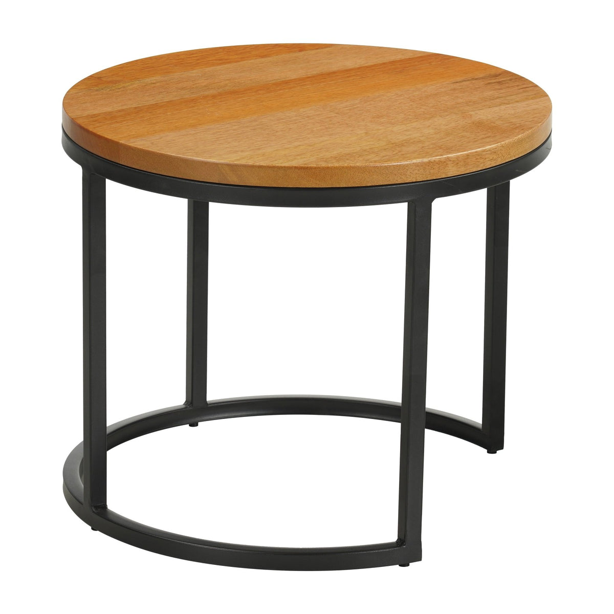 Coffee tables-Set of 2 round coffee tables natural Mango wood - industrial - Rosy-Dimehouse