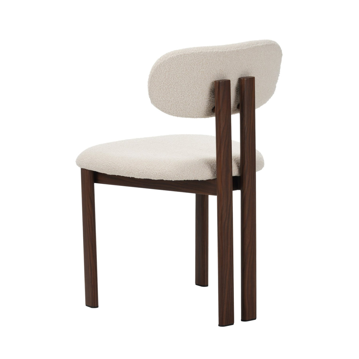 Japandi Dining Chair Miyo Bouclé Ivory - Walnut Look Frame