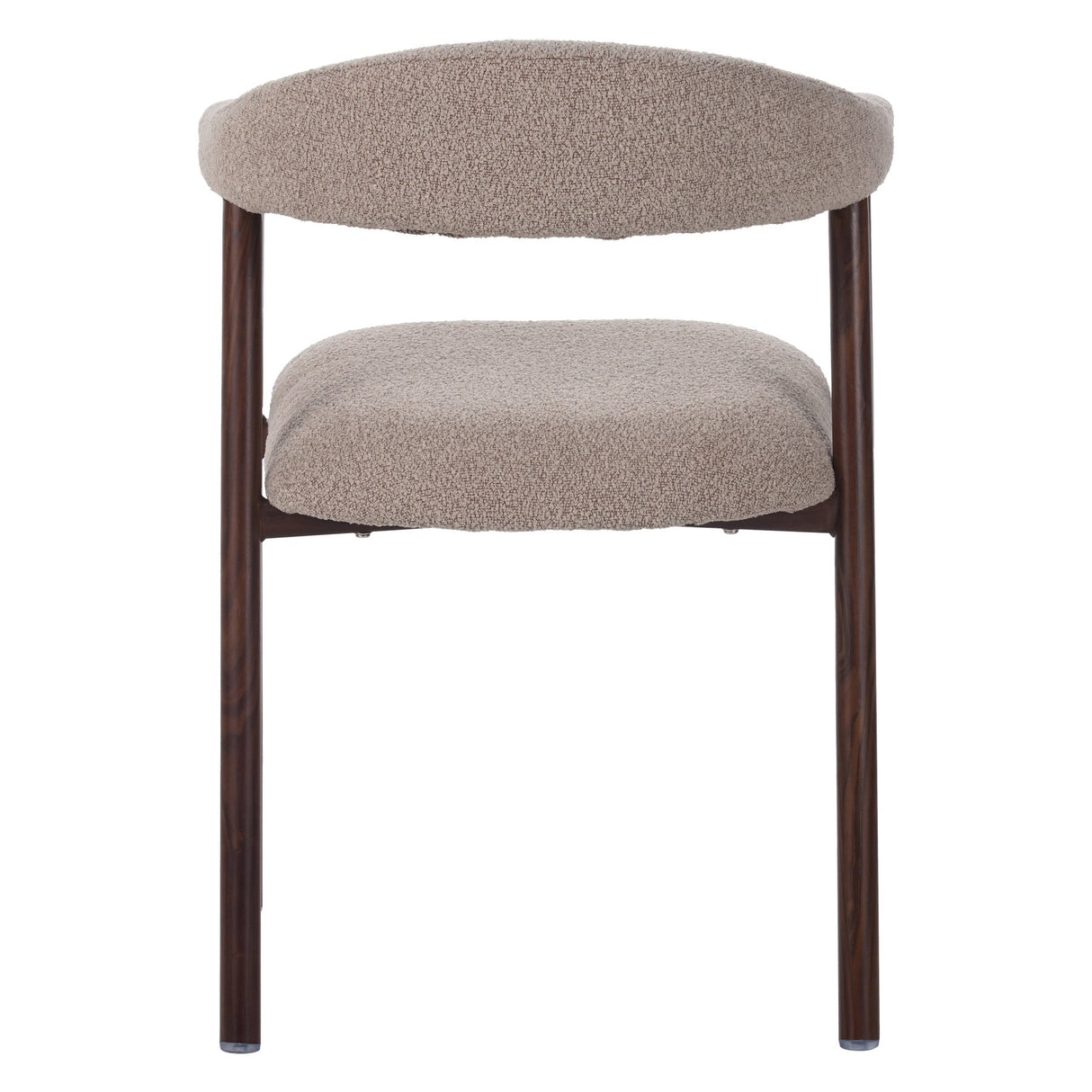 Japandi Dining Chair Sand Color Bouclé Suki - Walnut Frame - With Armrests