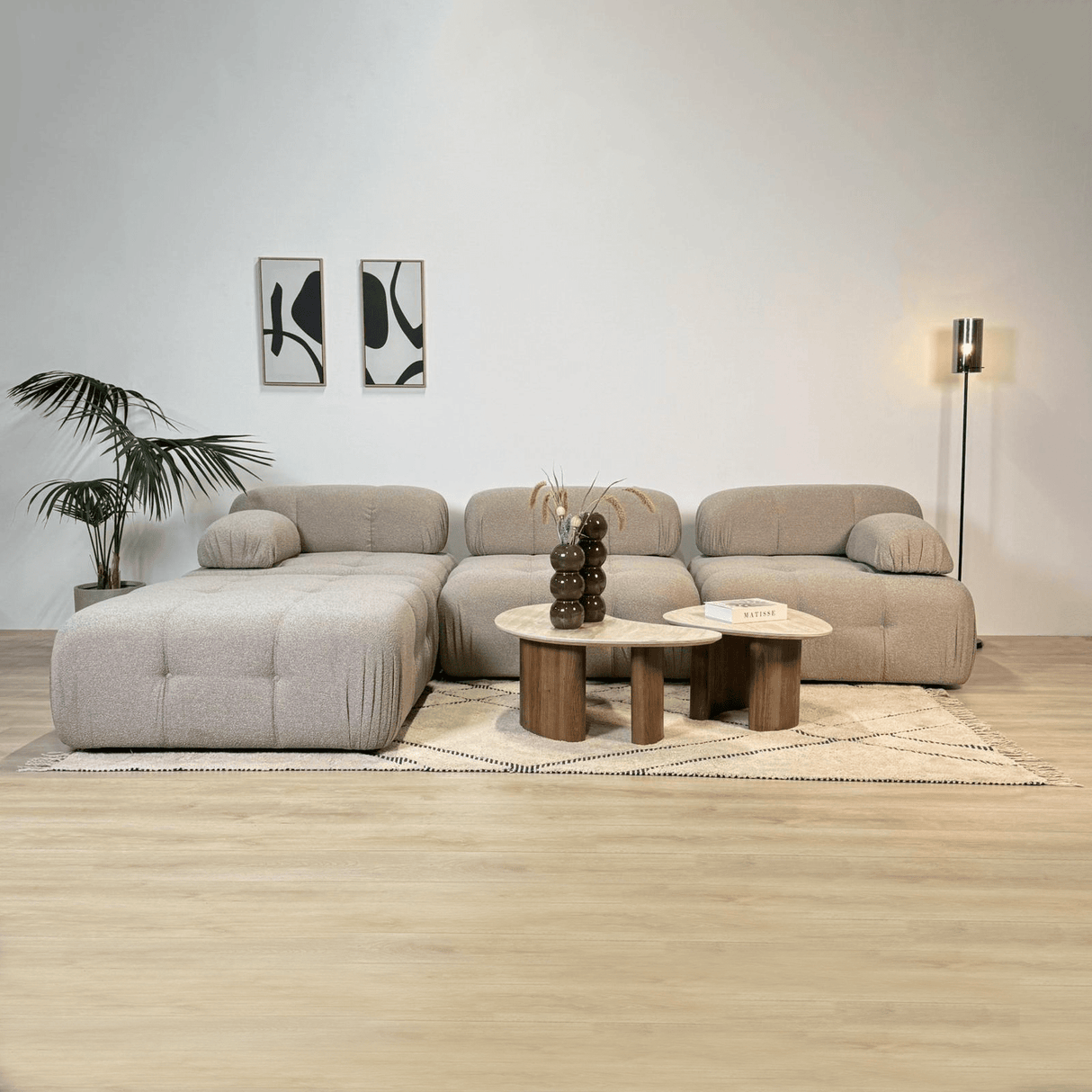 Modular Bank 3-seater with Hocker Doblo Beige