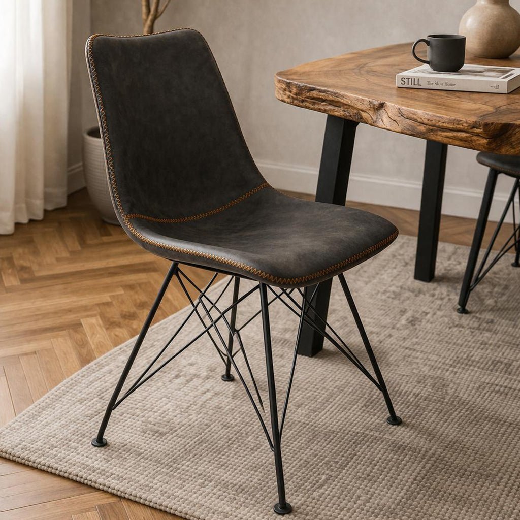 Industrial Dining Chair Viano Anthracite - Without Armrests