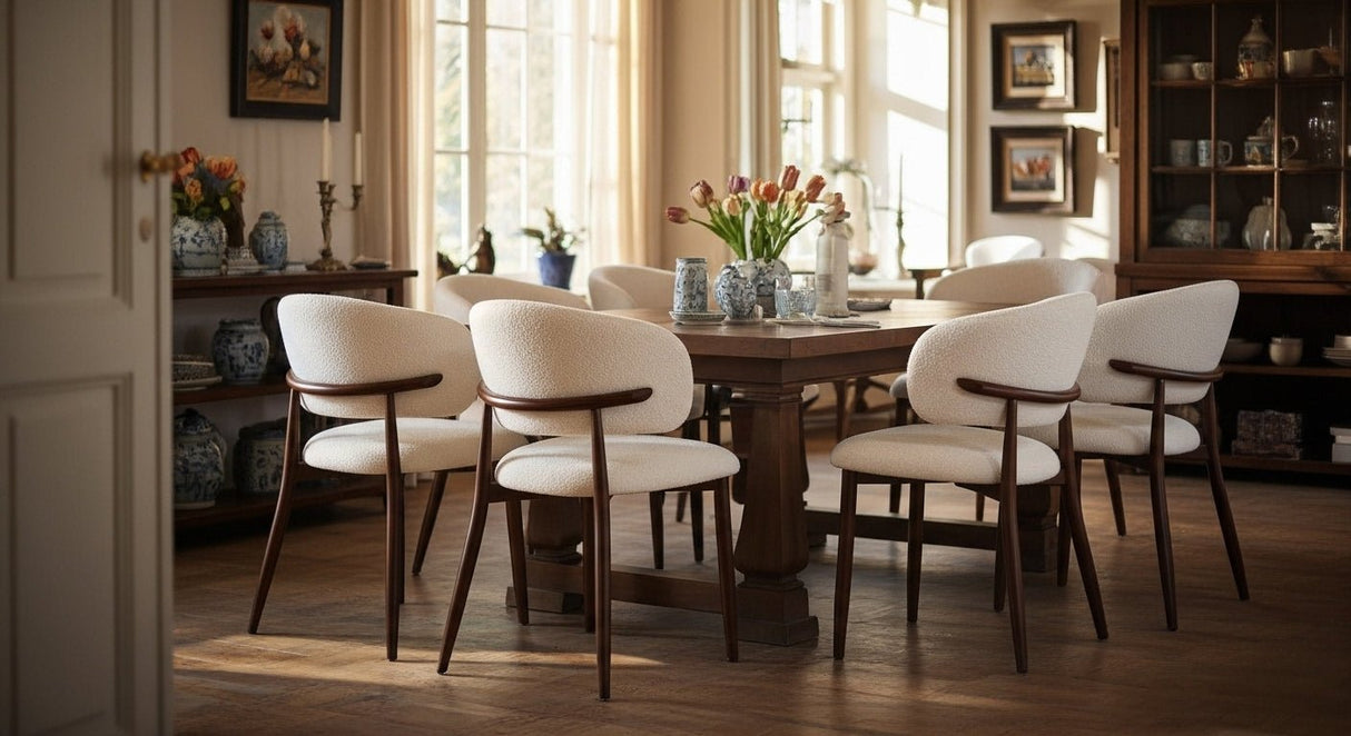 Japandi Dining Chair Yuka Sand - Walnut Look Frame