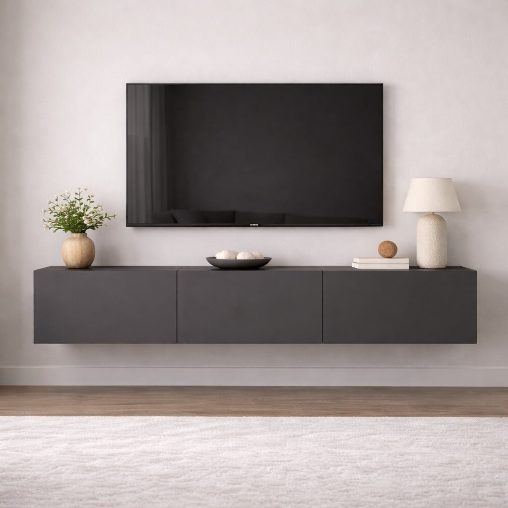 West Floating TV Cabinet Anthracite 150 cm Melamine