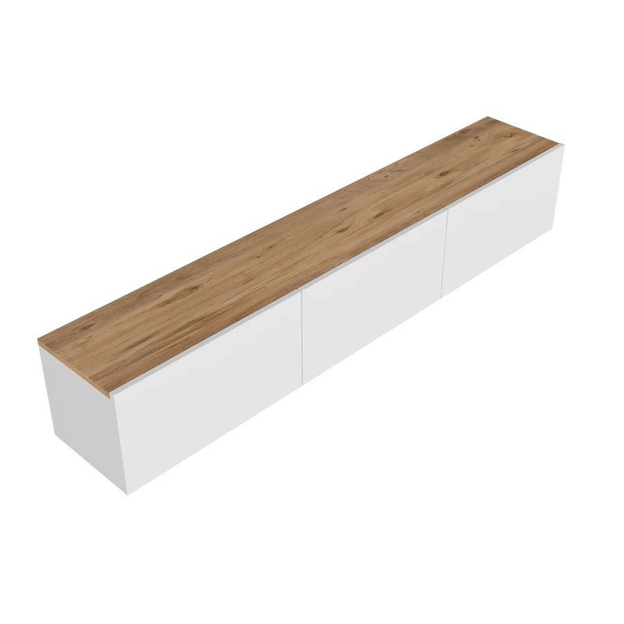 West Floating TV Cabinet White – Atlantic Pine Oak Look 150 cm Melamine