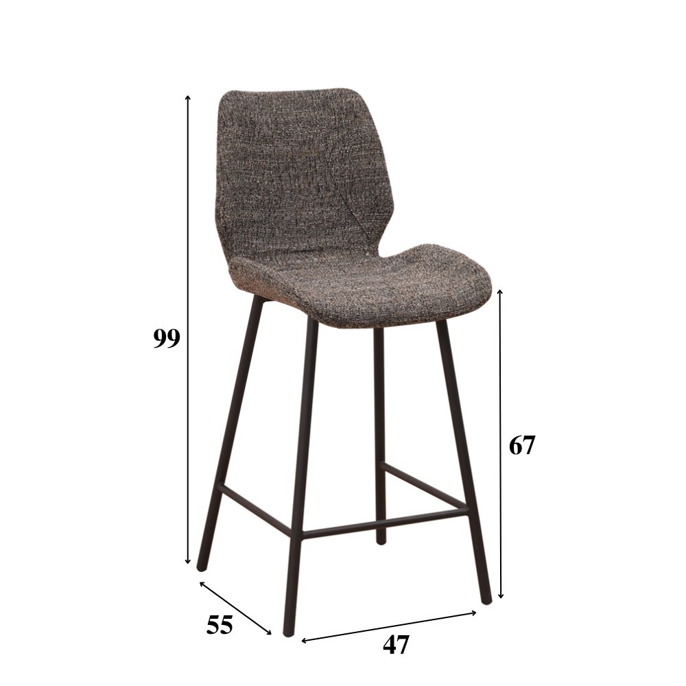 Bar stool Beau chenille Dimehouse Dark gray LxWxH 82x54x52 Fabric White photo size indication