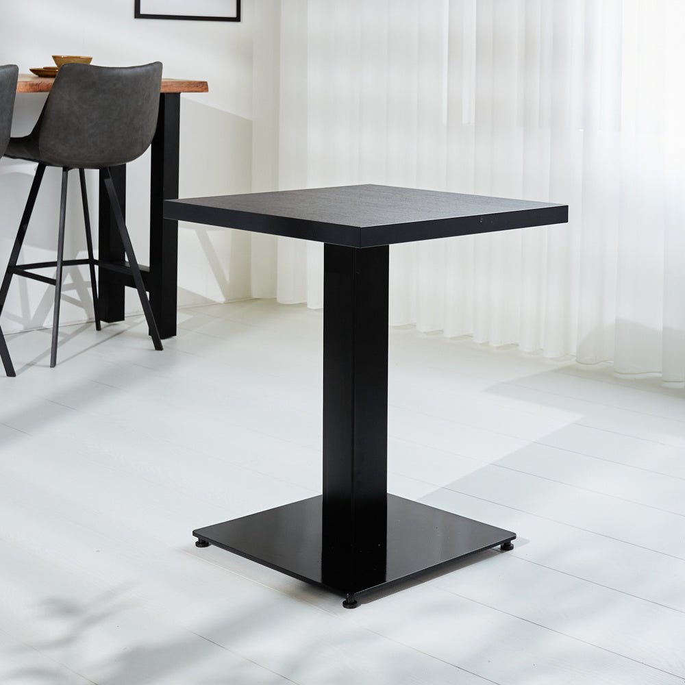 Robin Black table top Dimehouse Black LxWxH 63x63x7 Melamine Atmospheric photo diagonal front view