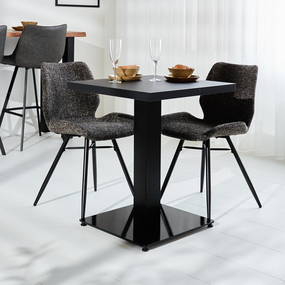 Robin Black table top Dimehouse Black LxWxH 83x83x8 Melamine Atmospheric photo diagonal front view