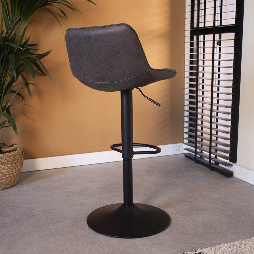Barstool Keston Dimehouse Anthracite LxWxH 82x52x39 Microfiber Atmospheric photo diagonal rear view