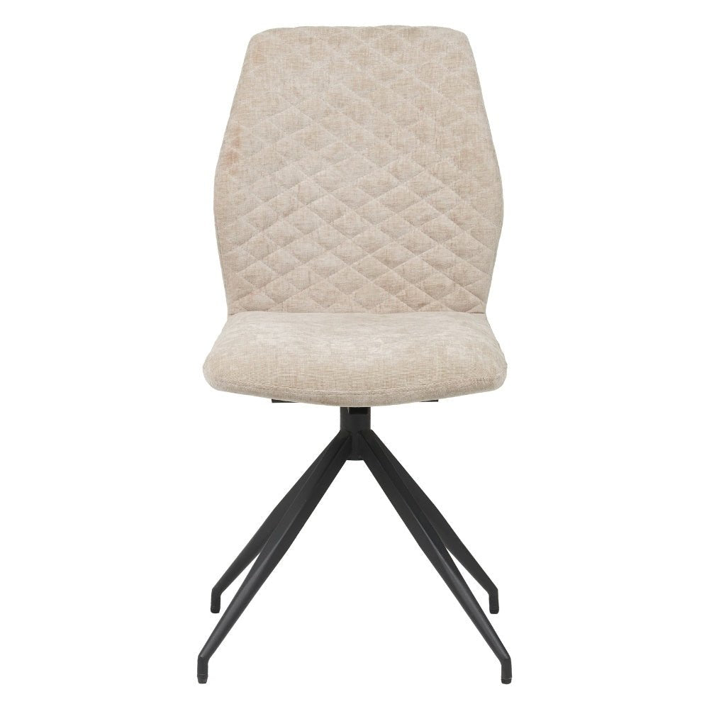 Dining room chair Charly chenille Dimehouse Beige LxWxH 67x60x51 Fabric White photo front view