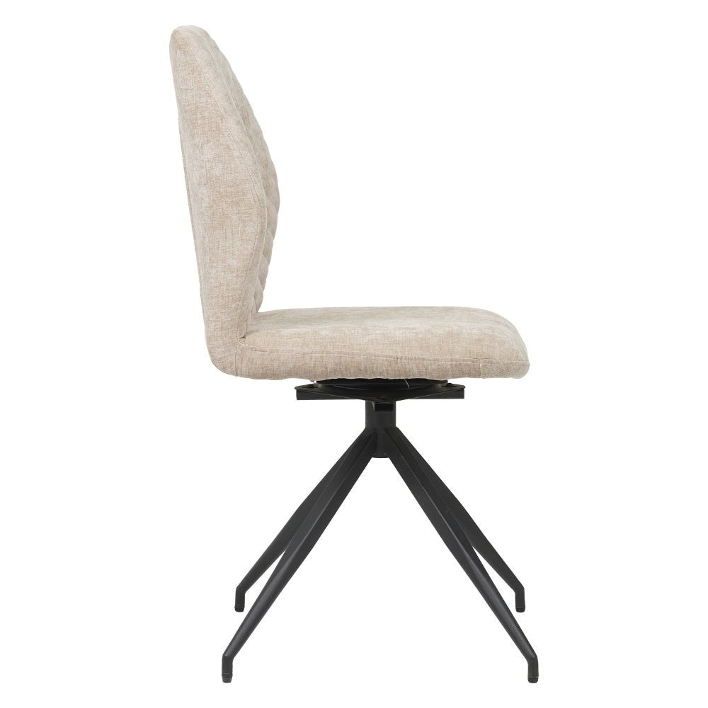 Dining room chair Charly chenille Dimehouse Beige LxWxH 67x60x51 Fabric White photo side view