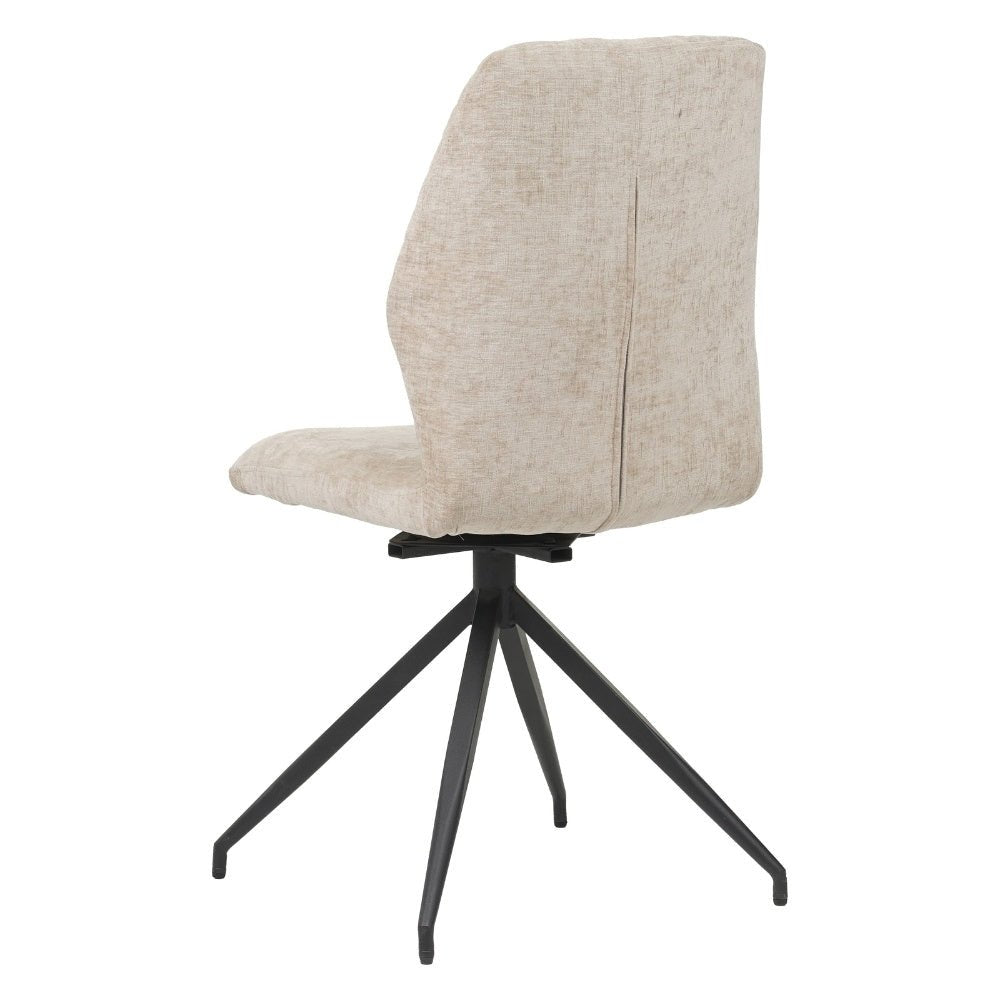 Dining room chair Charly chenille Dimehouse Beige LxWxH 67x60x51 Fabric White photo diagonal rear view