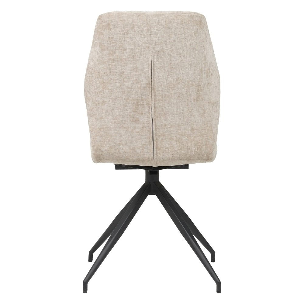 Dining room chair Charly chenille Dimehouse Beige LxWxH 67x60x51 Fabric White photo rear view