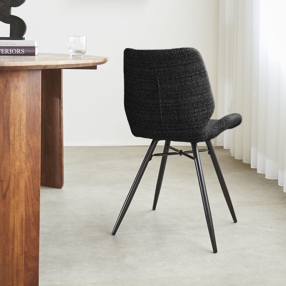 Dining room chair Beau chenille Dimehouse Anthracite LxWxH 72x68x50 Fabric Atmospheric photo diagonal rear view