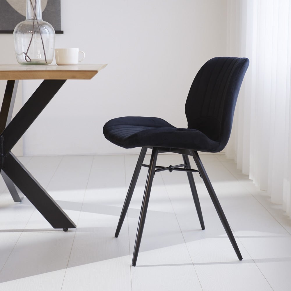 Dining room chair Beau velvet Dimehouse Black LxWxH 71x67x49 Fabric Atmospheric photo side view