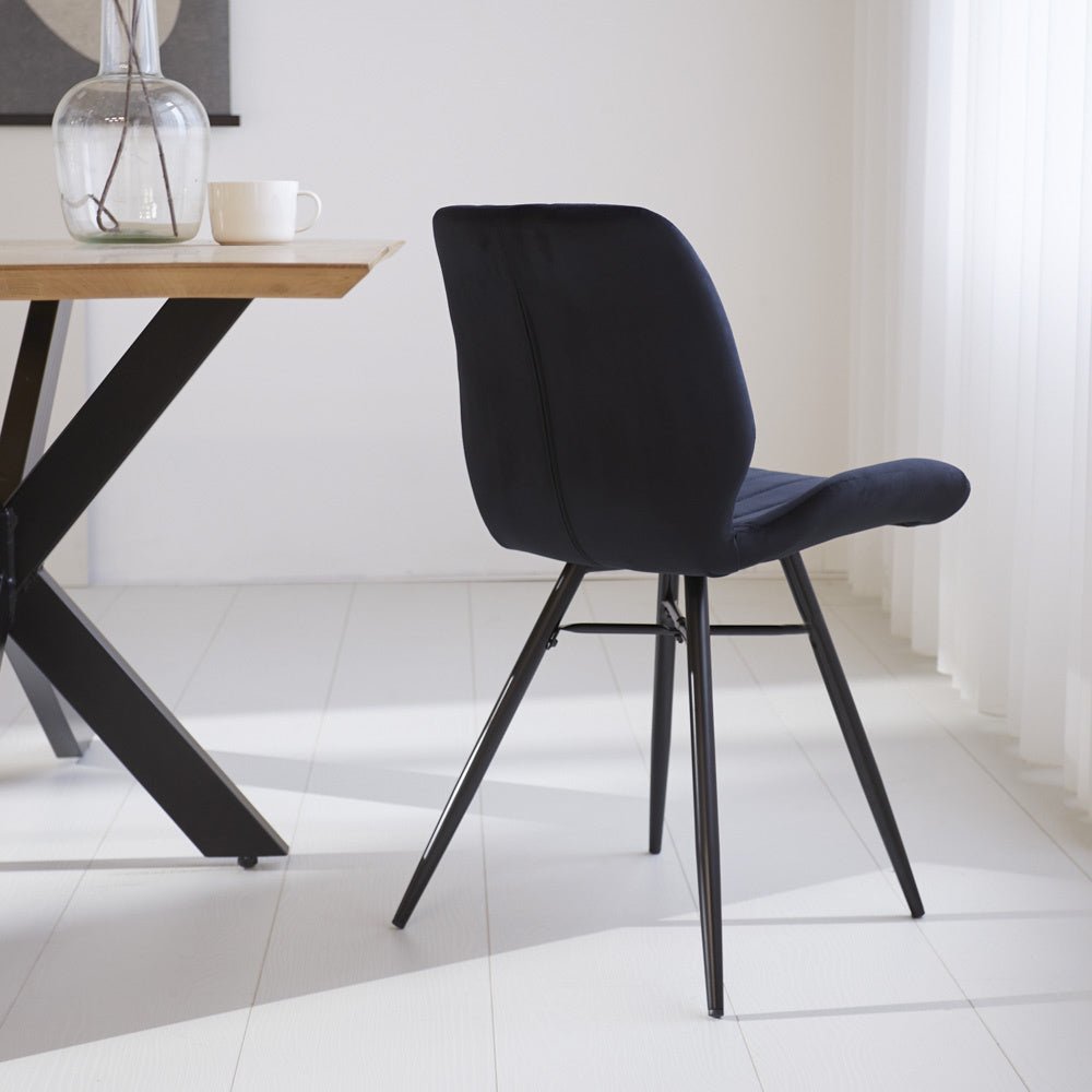 Dining room chair Beau velvet Dimehouse Black LxWxH 71x67x49 Fabric Atmospheric photo diagonal rear view