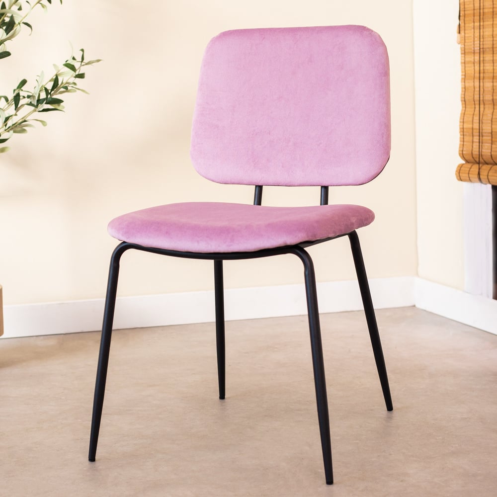 Dining room chair Jerry Dimehouse Pink LxWxH 65x53x52 Fabric Atmospheric photo diagonal front view