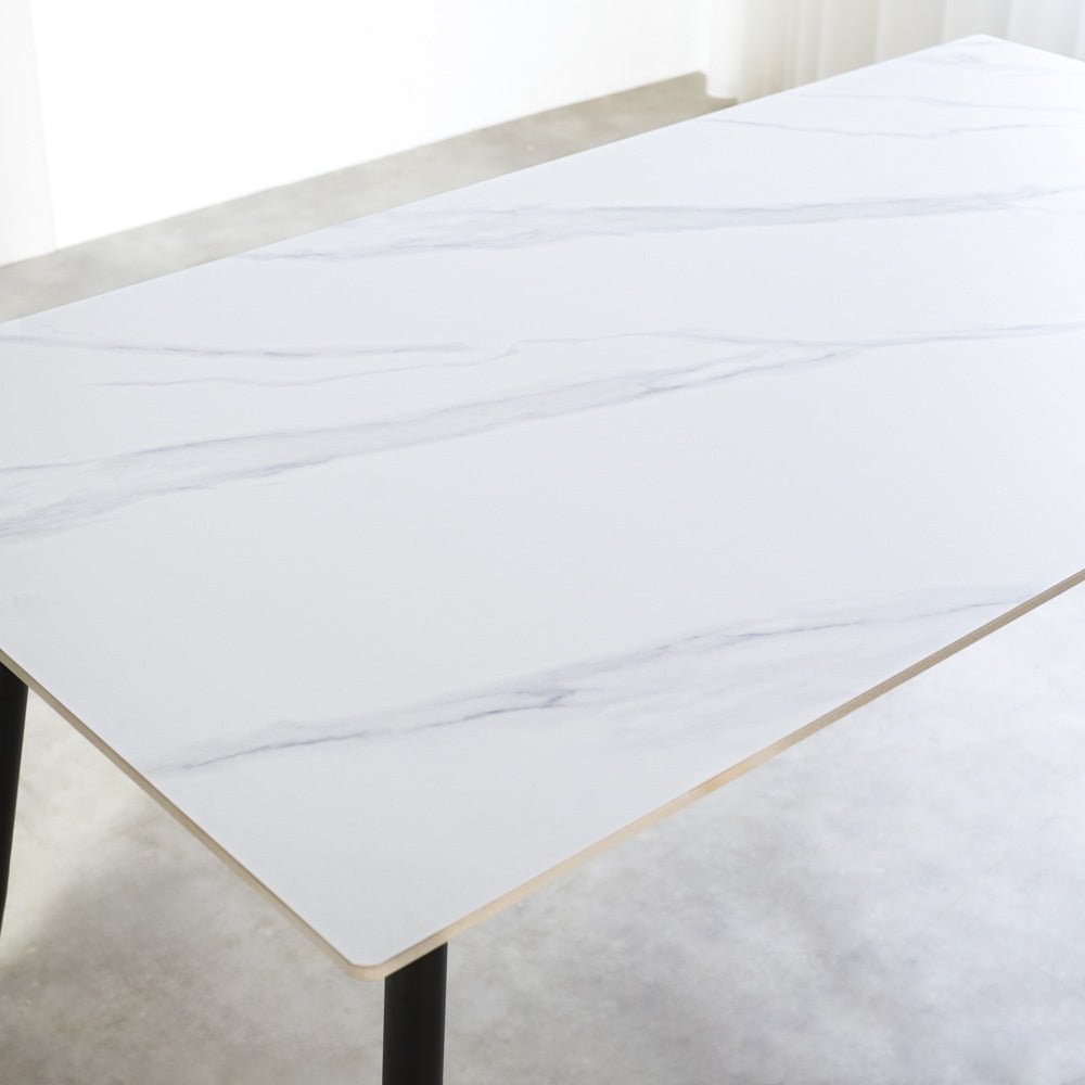 Jules White dining table Dimehouse White LxWxH 78x27x10 Sintered stone Atmospheric photo detail