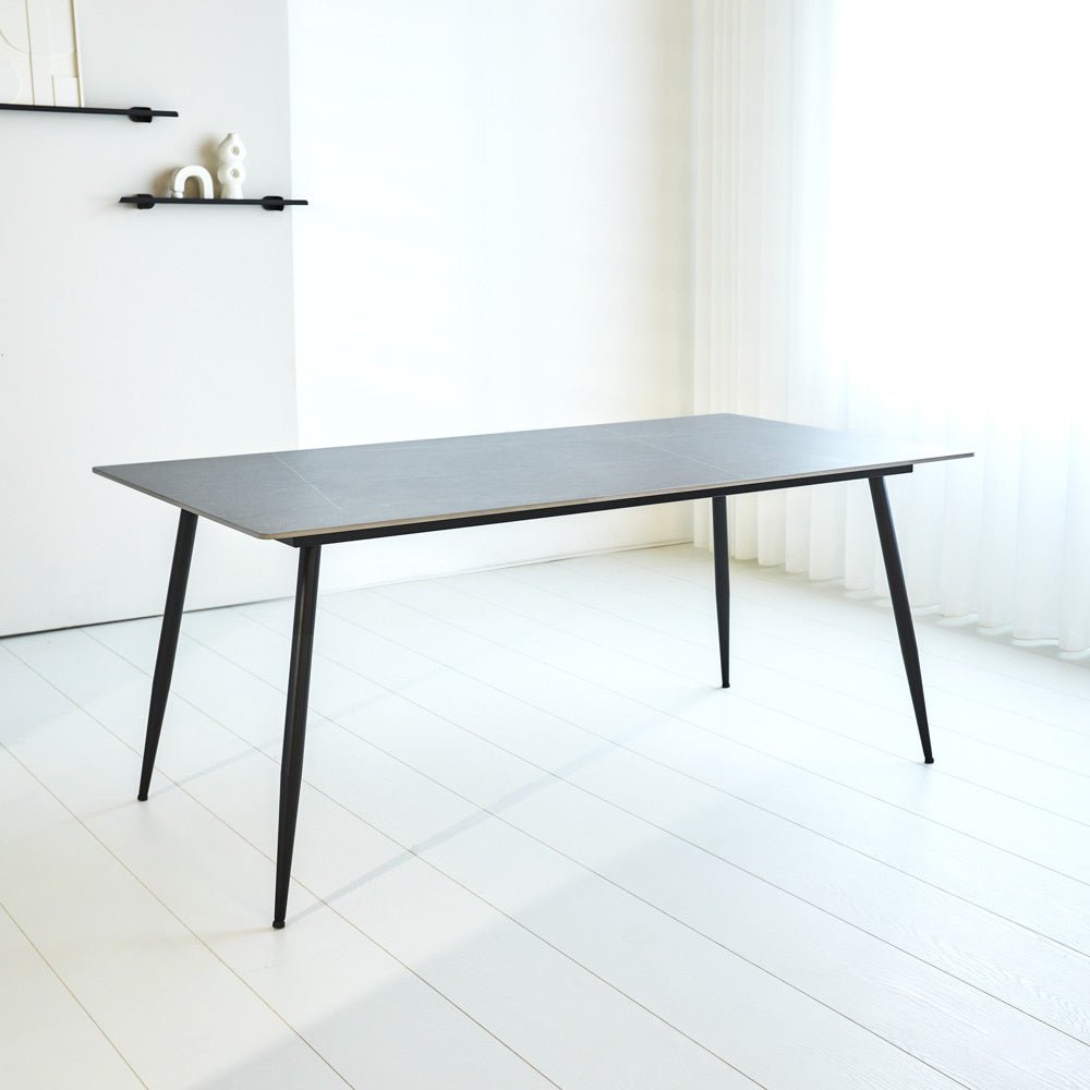 Jules Gray dining table Dimehouse Gray LxWxH 78x27x10 Sintered stone Atmospheric photo front view