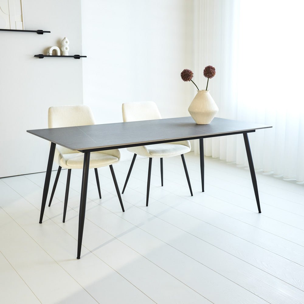 Jules Gray dining table Dimehouse Gray LxWxH 78x27x10 Sintered stone Atmospheric photo in situation