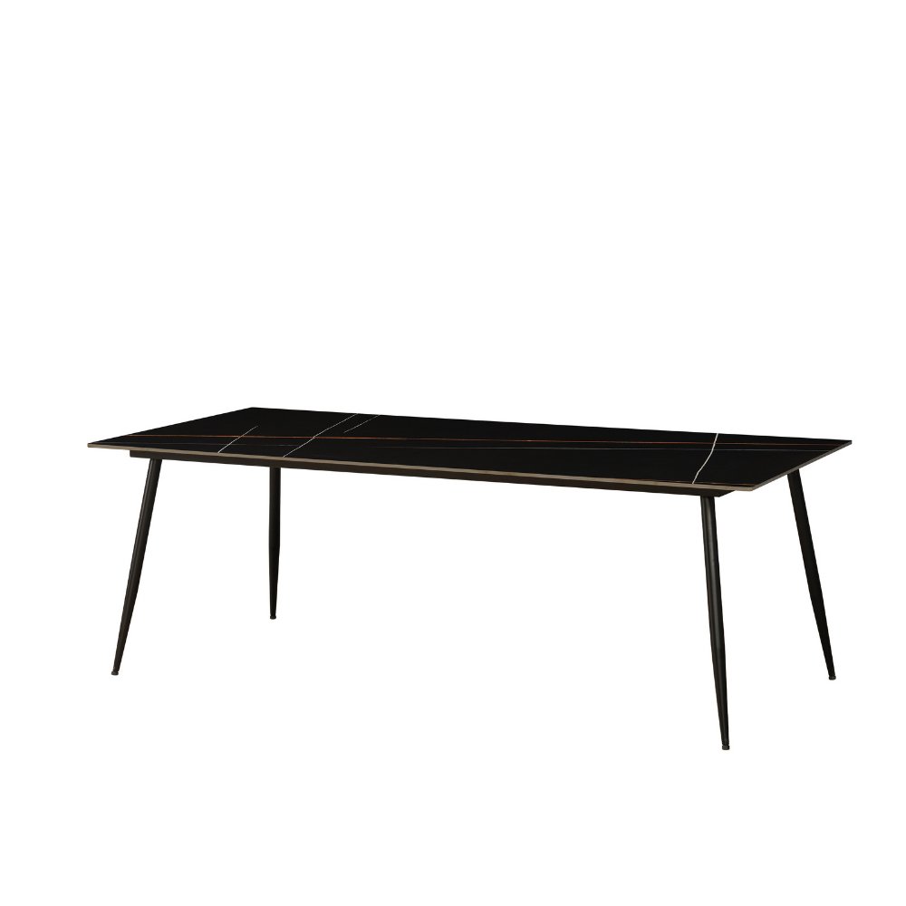 Jules Black dining table Dimehouse Black LxWxH 78x27x10 Sintered stone White photo diagonal front view