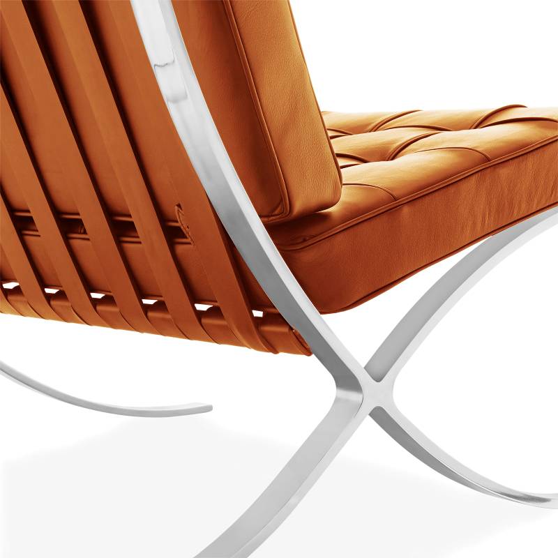 Armchair Expo Dimehouse Cognac LxWxH 80x78x78 Cowhide Leather White photo diagonal rear view