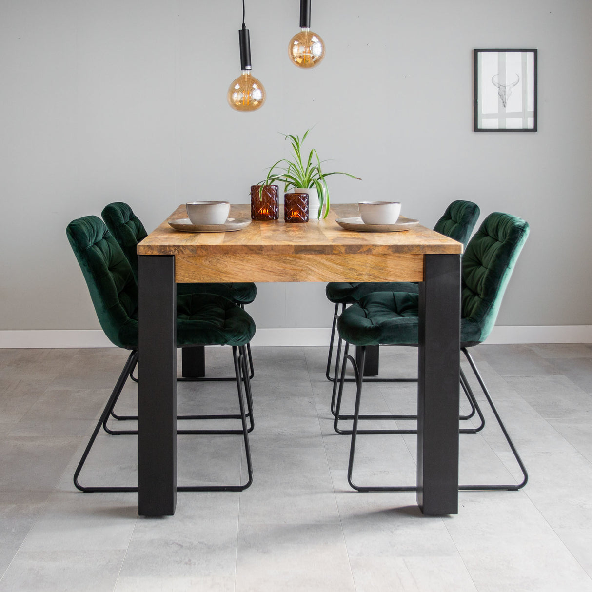 Dining table Kansas Dimehouse Brown LxWxH 165x98x20 Mango wood Atmospheric photo front view