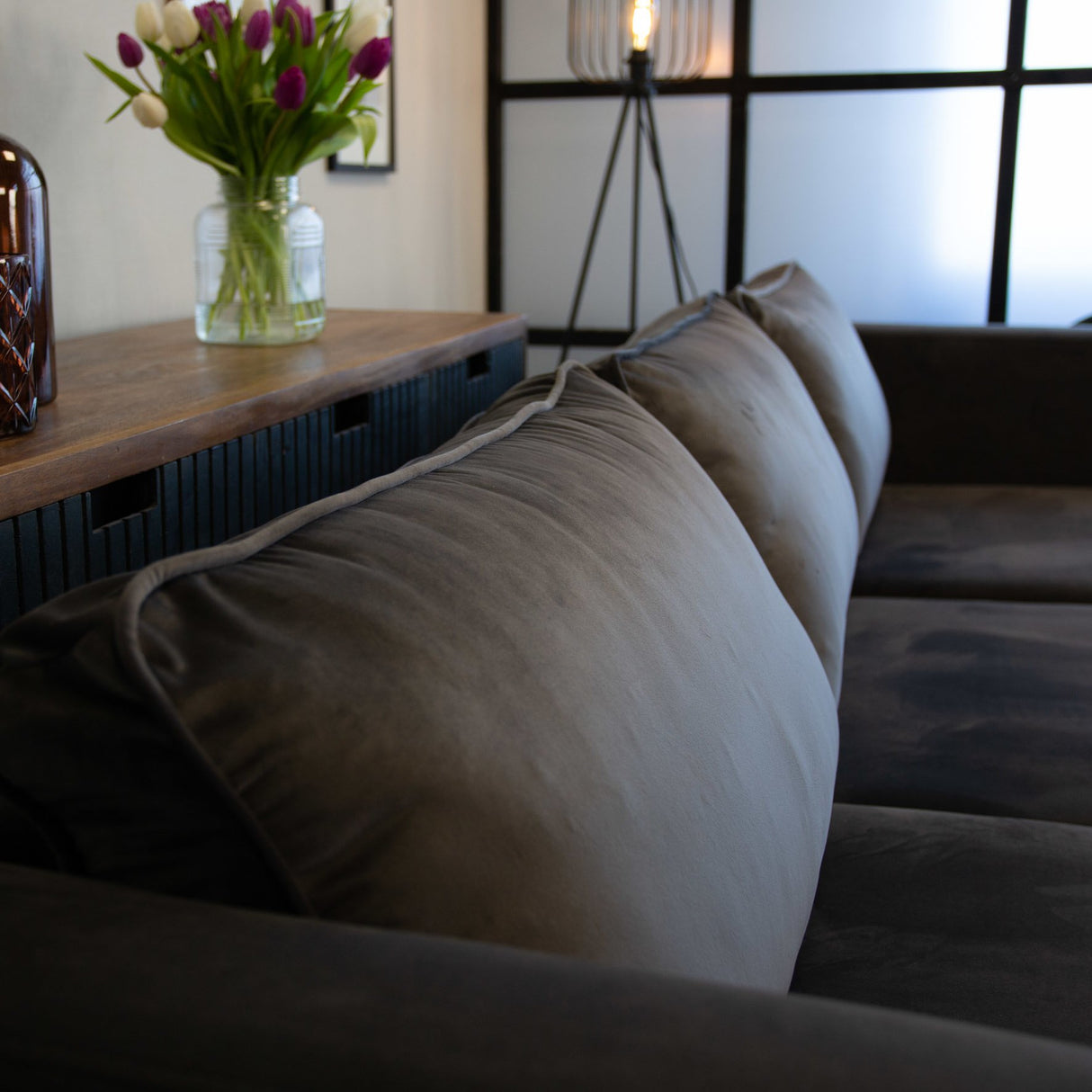 Sofa Gino Dimehouse Anthracite LxWxH 150x97x55 Fabric Atmospheric photo detail