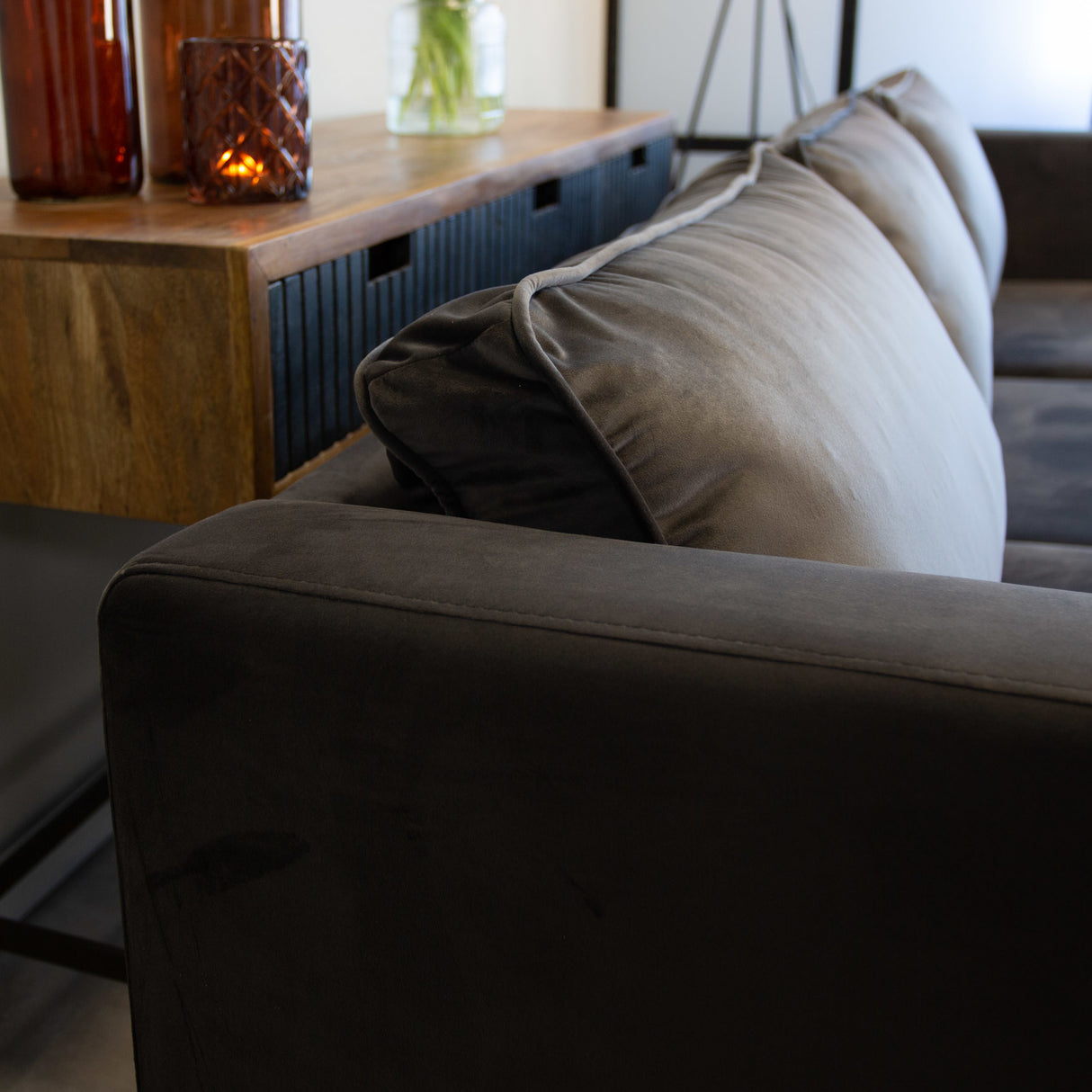 Sofa Gino Dimehouse Anthracite LxWxH 150x97x55 Fabric Atmospheric photo detail