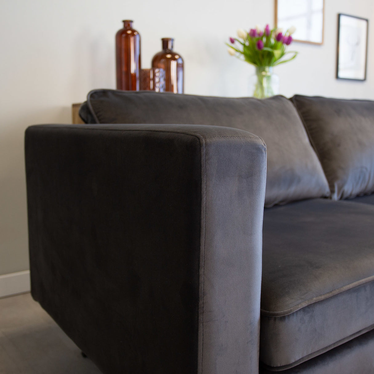 Sofa Gino Dimehouse Anthracite LxWxH 150x97x55 Fabric Atmospheric photo detail