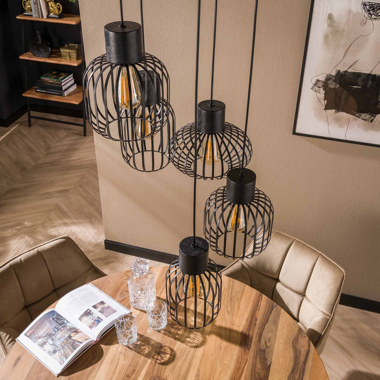 Hanging lamp Hannes DH Interior Charcoal LxWxH 51x51x19 Metal Atmospheric photo diagonal front view