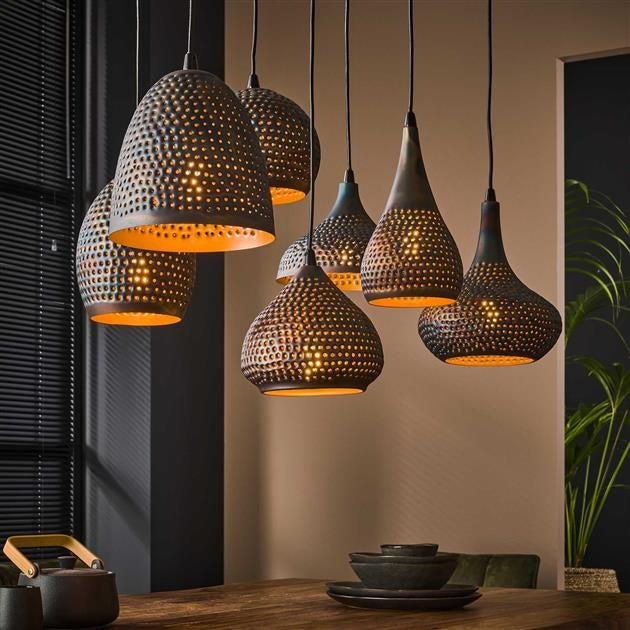 Hanging lamp Kristin DH Interior Brown LxWxH 91x45x36 Black brown Atmospheric photo in situation