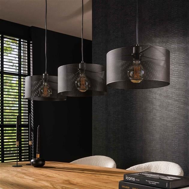 Hanging lamp Jeff DH Interior Black LxWxH 103x39x19 Metal Atmospheric photo diagonal front view