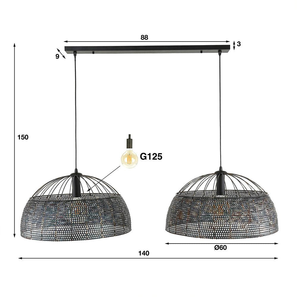 Hanging lamp Jessica DH Interior Brown LxWxH 63x63x43 Black brown White photo size indication