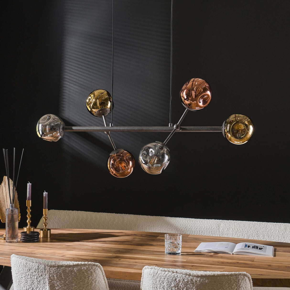 Hanging lamp Kaja DH Interior Black LxWxH 111x50x21 Metal Atmospheric photo front view