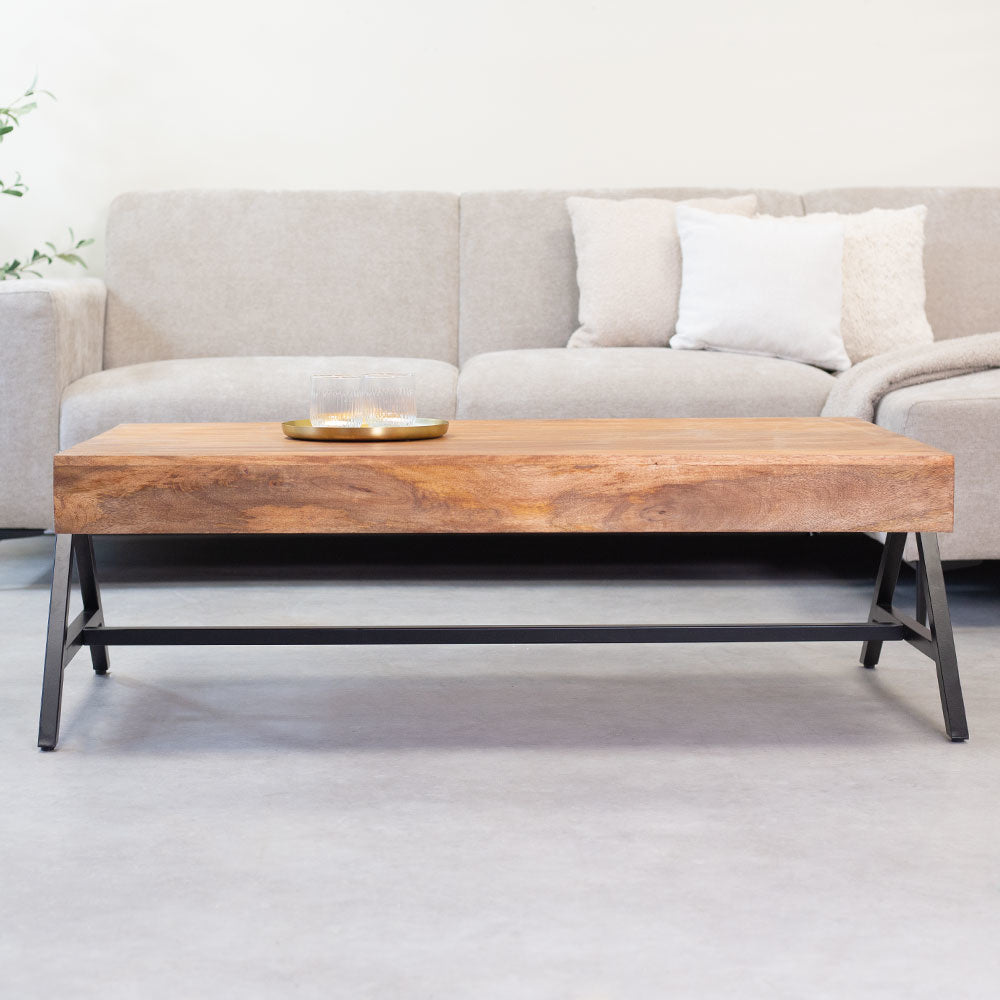 Coffee table Avia Dimehouse Brown LxWxH 125x80x16 Mango wood Atmospheric photo front view