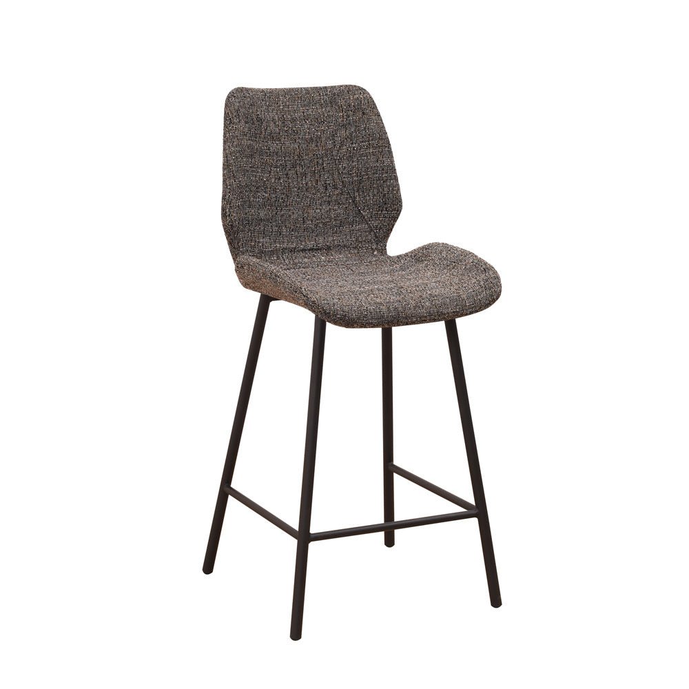 Bar stool Beau chenille Dimehouse Dark gray LxWxH 82x54x52 Fabric White photo diagonal front view